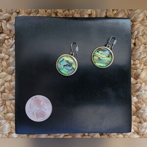 Lucky Brand Abalone Domed Spherical Earrings with Seashell Backside